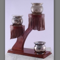 Glass Votives With Leather Stand