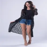 Plaid Mesh Longline Kimono
