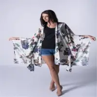 Tropical Print Poncho Kimono