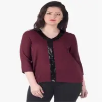 Curve Sequin Strip Blouse - Oxblood