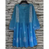 Sara Hand Embroidered Cotton Tunic Top Dress