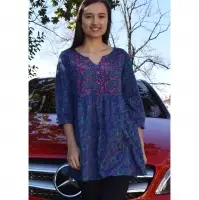 Megha Cotton Printed, Hand Emb Tunic Dress