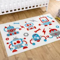 Childrens White Robot Rug