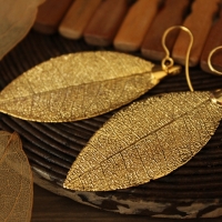 Earring Made With Real Leaf