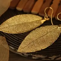 Earring Made With Real Leaf