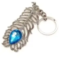 Feathery Blue Stone Metal Keychain