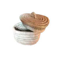 Oval Palm Leaves Wicker Makeup Basket