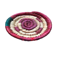 Coloured Flat Hand-Woven Basket