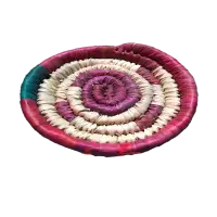 Coloured Flat Hand-Woven Basket