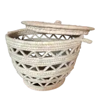 Palm Leaves Big Perforated Basket  With Led