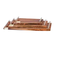 Wooden Tray With Metal Hand
