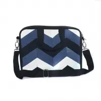 Denim Laptop Bag With Chevron Pattern