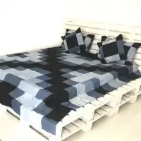 Denim Bed Cover Chequered- Queen