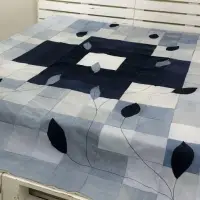 Denim Bed Cover Applique Autumn Leaf - Queen