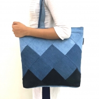 Denim Tote Bag With Laptop Partition -square