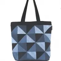 Denim Tote Bag With Laptop Partition -triangular