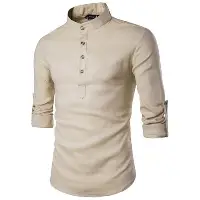 Mens Cream Short Kurta