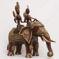 Bastar Art (Brass Elephant With Riders)