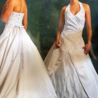 White Halter Strap Wedding Dress