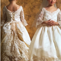Champagne Little Kids Bateau Shaped Dress
