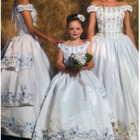 White Based Kids/Adults Flower Wedding Dress