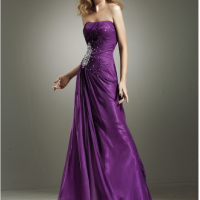 Purple Strapless Beaded Dress