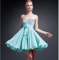 Mint A-Line Strapless Dress