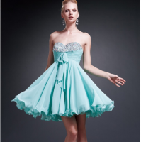 Mint A-Line Strapless Dress