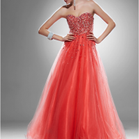 Coral Sweetheart Beaded Dress