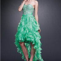 Green Rhinestone Embezzled Layered Dress