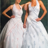 Pink/Baby Blue Halter Wedding Dress