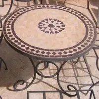 Moroccan Tile Zellige Mosaic Table On Iron Stand