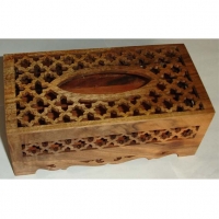 Carved Handmade Tissue Box Made From Walnut Wood