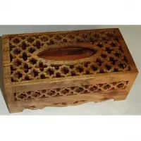 Carved Handmade Tissue Box Made From Walnut Wood