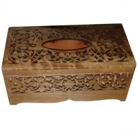 Carved Handmade Tissue Box Made From Thuya Wood
