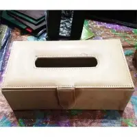 Moroccan Handmade Leather Tissue Box White
