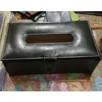 Moroccan Handmade Leather Tissue Box Black