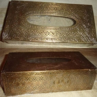 Moroccan Handmade Brass Tissue Box Carved