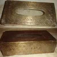 Moroccan Handmade Brass Tissue Box Carved