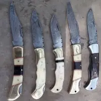 Damascus Pocket Folding Knife