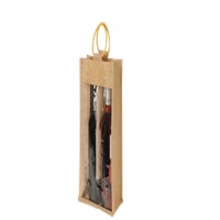 2-bottle Jute Wine Bag With Window