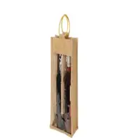 2-bottle Jute Wine Bag With Window