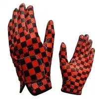 Golf Glove Full Leather Color Red Black