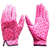 Golf Glove Full Leather Fashion Color Star Pink