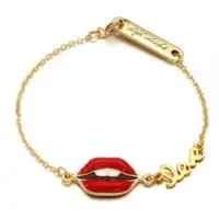 Golden Letter Bar And Lip Bracelet