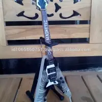 Miniature Guitar Fly V Blue Color With Stand