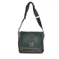 Burlap (Jute) with Leather Trim Unisex Sling Bag