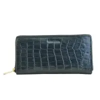 Croco Genuine Leather Black Ladies Wallet