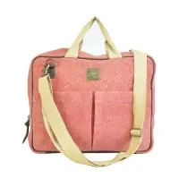 Burlap (Jute) With Leather Trim Messenger Bag