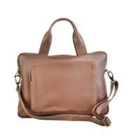 100% Genuine Leather Brown Unisex Laptop Bag